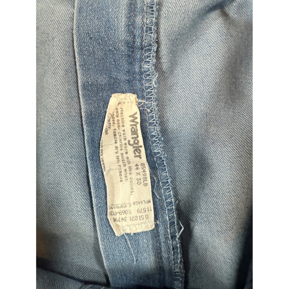 Wrangler Jeans Mens 44x30 Light Wash Vintage Straight Leg Denim 85498LB USA Made - Picture 4 of 6